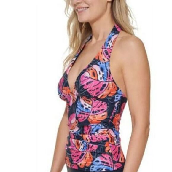 NWT Tommy Hilfiger Monstera Leaf Halter Tankini Top Size XL Multicolor Swim Top - Picture 2 of 12